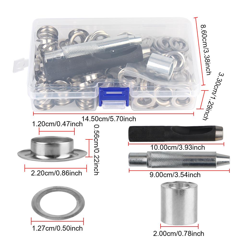 100 шт. 12 мм металлическая пряжка Air Eyelet Corns Tarpaulin Ring Buckle Copper eyelet 3 установочных инструмента 1 набор с коробкой