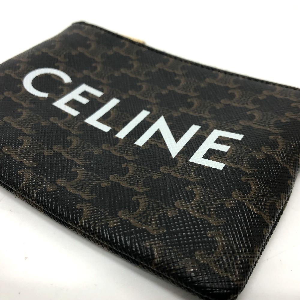 CELINE 10C662CA2 Triomphe  coin purse PVC/Leather Brown/GoldHardware