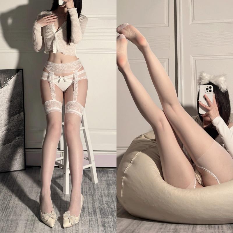 Сексуальное белье, сексуальные кружевные подвязки, интегрированные чулки, соблазнительное сращивание со ступнями, бесплатные чулки, чистая страсть