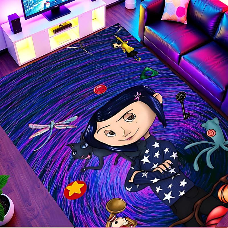 Coraline Print Rug, Washable Floor Carpet, For Entryway Dorm Laundry Room Office Study, Home Decor Birthday Christmas Gift