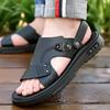 Мужские летние пляжные шлепанцы уличные из первого слоя коровьей кожи модные нескользящие сандалии дышащие модные универсальные шлепанцы