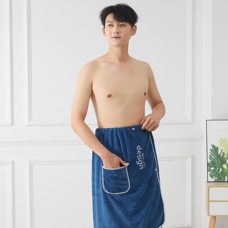 Men‘s Coral Fleece Bath Wrap – Quick Dry Absorbent Robe with Adjustable– Soft & Lightweight – Perfect for Home Spa Gym Shower