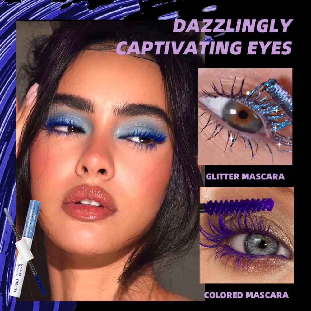 2 In 1 Dual Head Mascara Glitter Shimmer & Matte Color Waterproof Smudge Resistant Lash Makeup 6 Shades