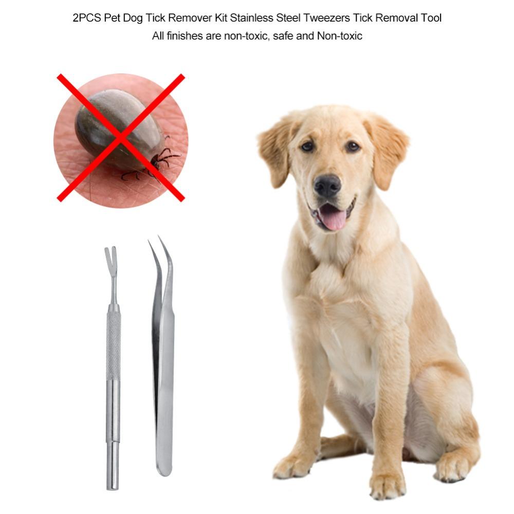 2PCS Mini Size Tick Remover Dual Prong Shape Pet Lice Tool Mite Removal Clip Dog & Cat Grooming