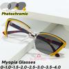 Retro Cat Eye Photochromic Anti Blue Light Myopia Glasses Ultra Light TR Fashion Near Sight Sunglasses Photochromic Lenses Women