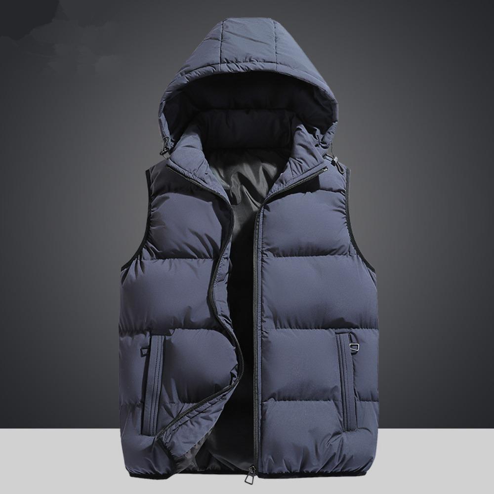 Мужская осенняя утепленная хлопковая безрукавка, жилет, куртка, пальто, мужская зимняя теплая съемная шапка, верхняя одежда, жилет, жилет с капюшоном, куртка мужская