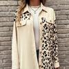 GMXIA Women's Vintage Casual Single-Breasted Leopard Print Autumn Winter Long Sleeve POLO Neck Loose Jackets & Coats
