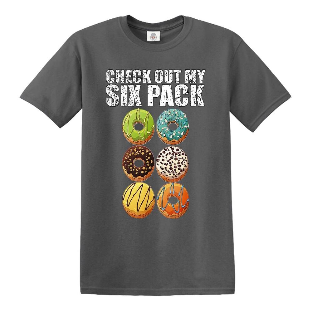 Funny check out my six pack tshirt gym novelty gift donuts party tshirt tee