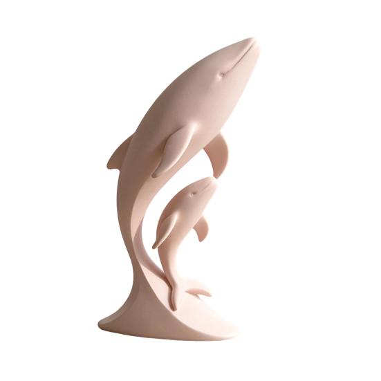 Whale Art for Nursery Decor 3D Printed Ornaments, Mother And Child Figurines, Modern Minimalist Double Sculpture Home Office Matte Solid Color