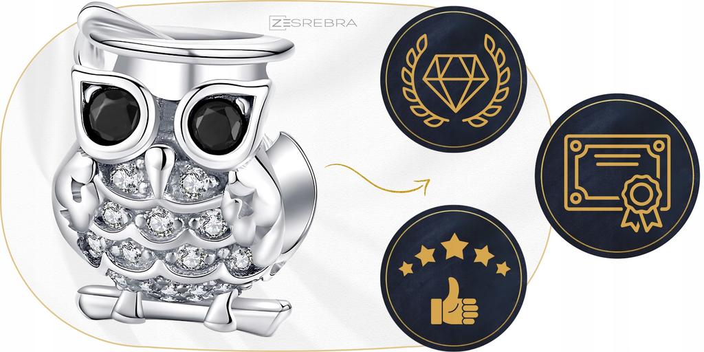 Owl Charm Pendant 925 Owl Bird Bead Charms Zirconia
