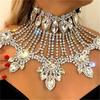 Vintage Rhinestone  Statement Bib  Luxury Full Of Rhinestones Multilayer Pendant Necklace