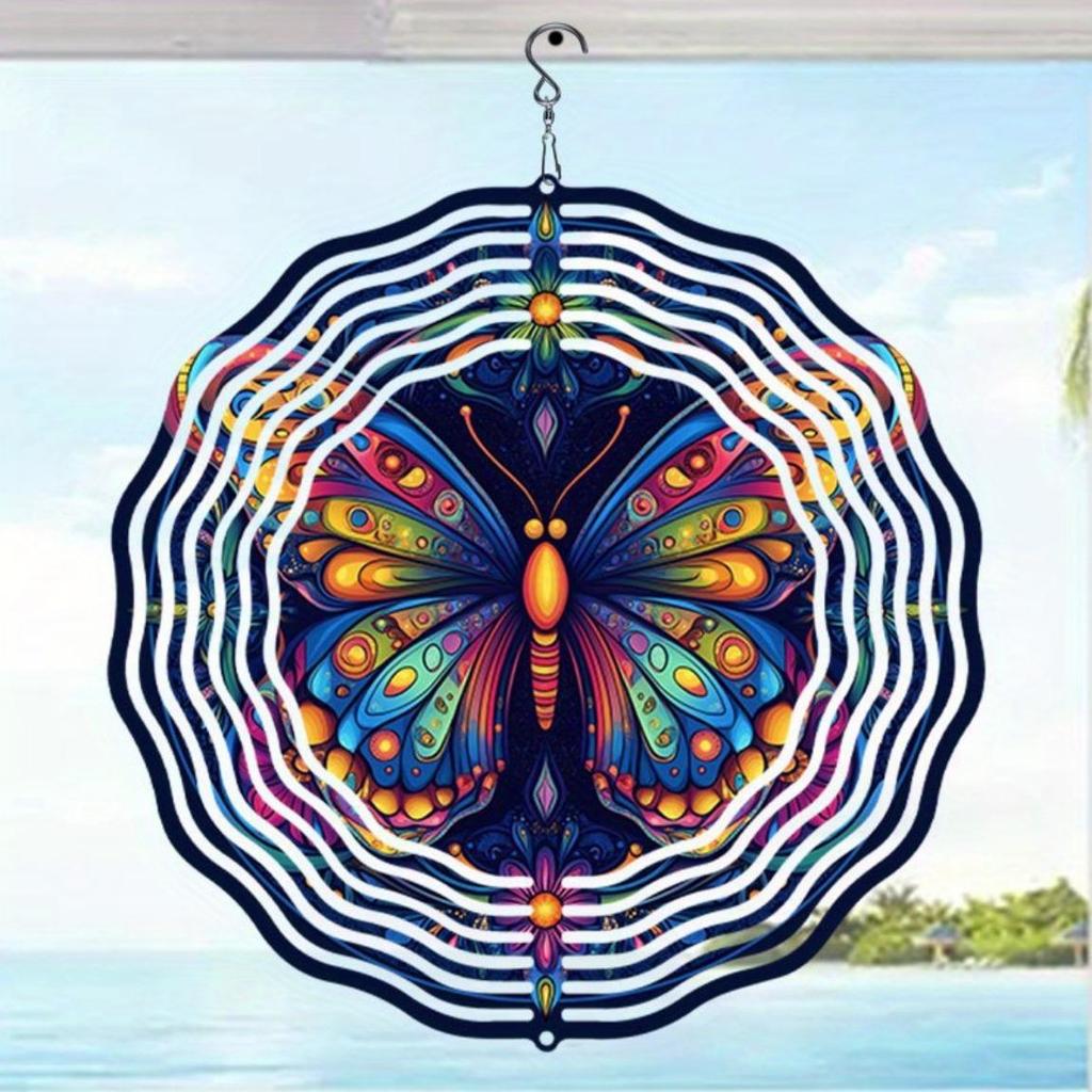 3D Butterfly Wind Spinner - Vibrant Kinetic Metal Garden Decor, Colorful Wind Chime for Outdoor & Indoor, Unique Gift Idea (No Electricity Needed)