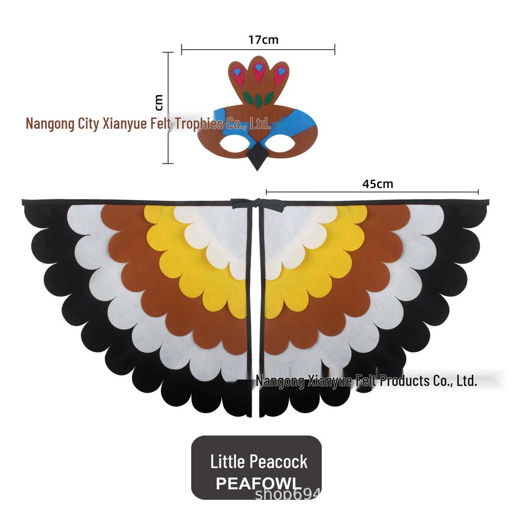 Children's Phoenix & Peacock Feather Wings and Mask Set for Halloween Performance