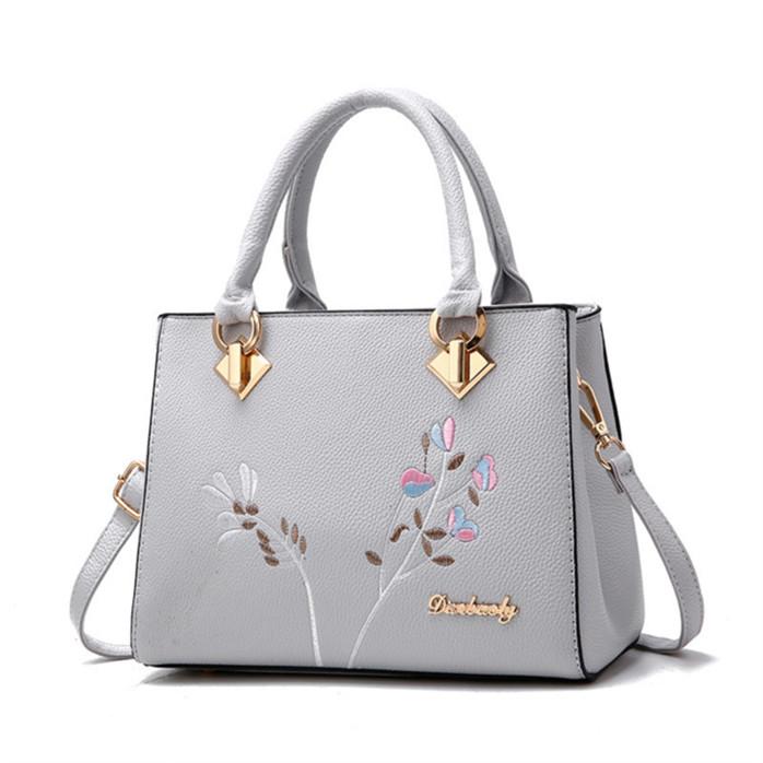 Messenger Bags Women Handbag Flower Embroidery Women Shoulder Bags PU Leather Tote Bag CLE