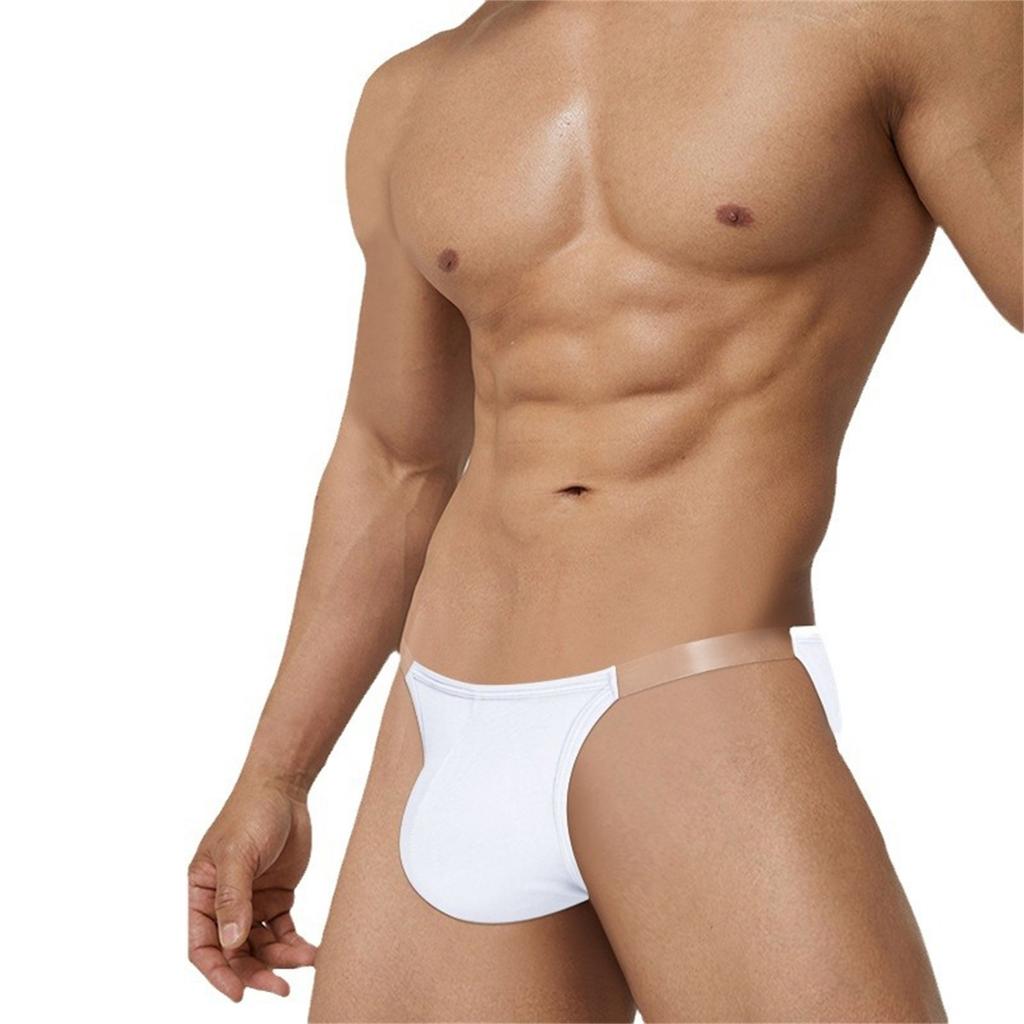 Мужские сексуальные однотонные трусы с высоким вырезом и низкой талией, сексуальные, полностью покрывающие бедра