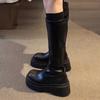 2025 Spring and Autumn New Boots Women's Knight Boots Small Boots But Knee Thick-soled Elastic Skinny High Boots