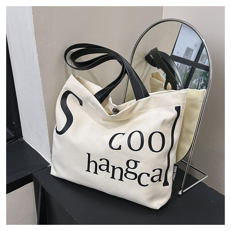 Женская большая вместительная холщовая сумка на плечо, студенческая большая сумка