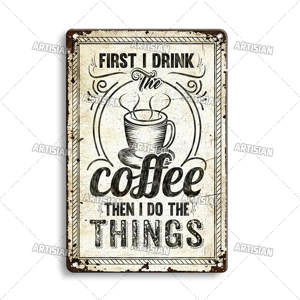 Кофе Металлическая Жестяная Табличка Винтажная Металлическая Табличка с Меню Забавная Металлическая Табличка Декоративная Тарелка Домашний Бар Кафе Стена Индустриальный Декор