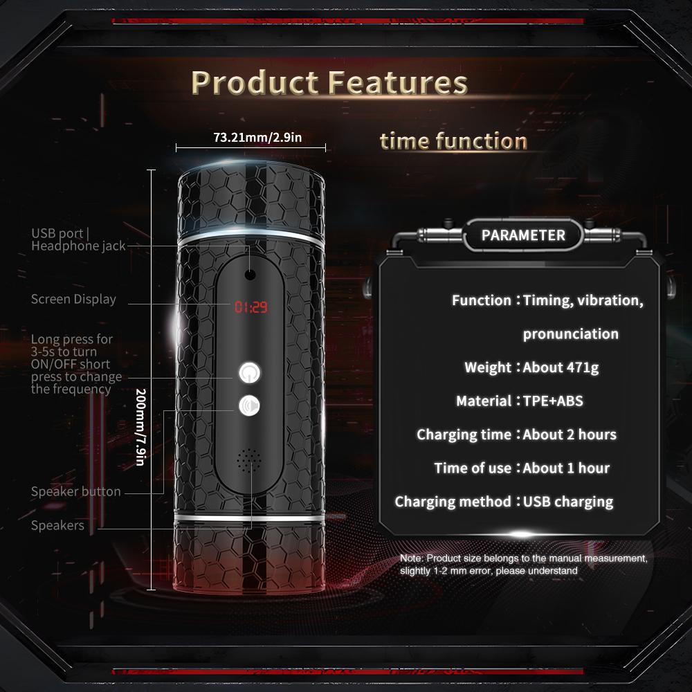 New Automatic Men's Masturbation Cup Timing Vibrator Dual Channel Vaginal Oral Sex Pocket Masturbation Cup Orgasm Men's Adult 18+