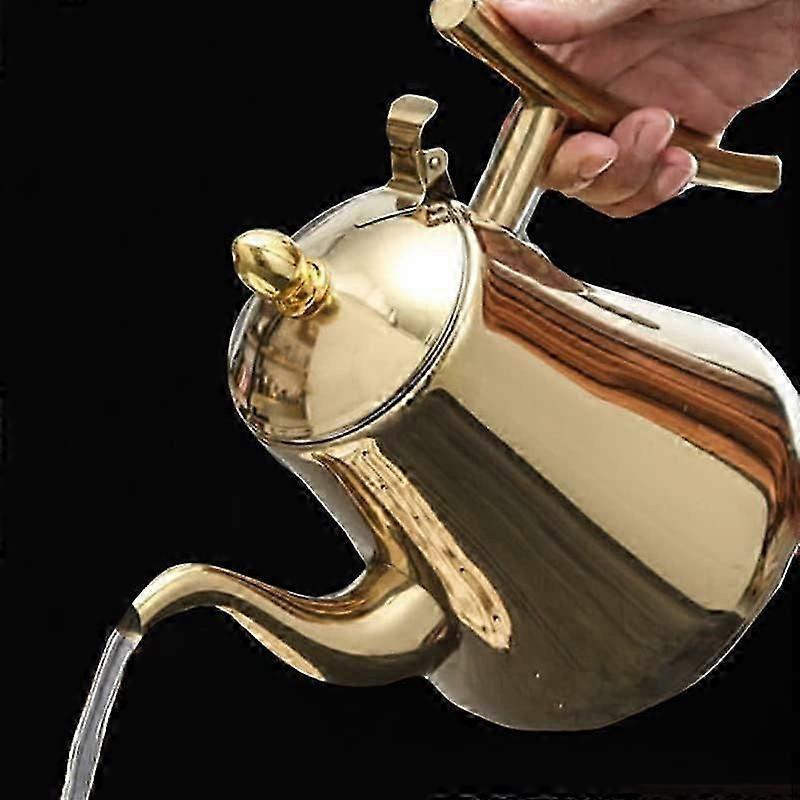 1.5L Gold Stainless Steel Teapot with Filter, Vacuum Insulated Coffee Carafe for Tea
