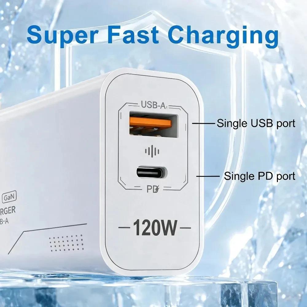 111W Charger GaN Fast Charging 1-Port Type-C USB Wall Adapter Phone Charger Compatible For iPhone Samsung Xiaomi With US/EU Plug