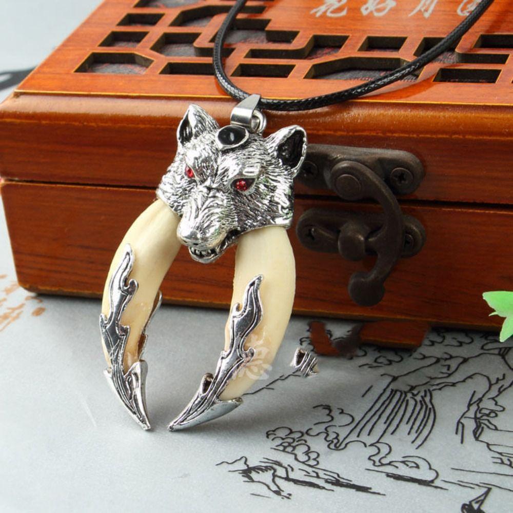 Ожерелье из цинкового сплава с клыками волка, натуральный зуб, тибетский амулет, новое ожерелье, ювелирное изделие
