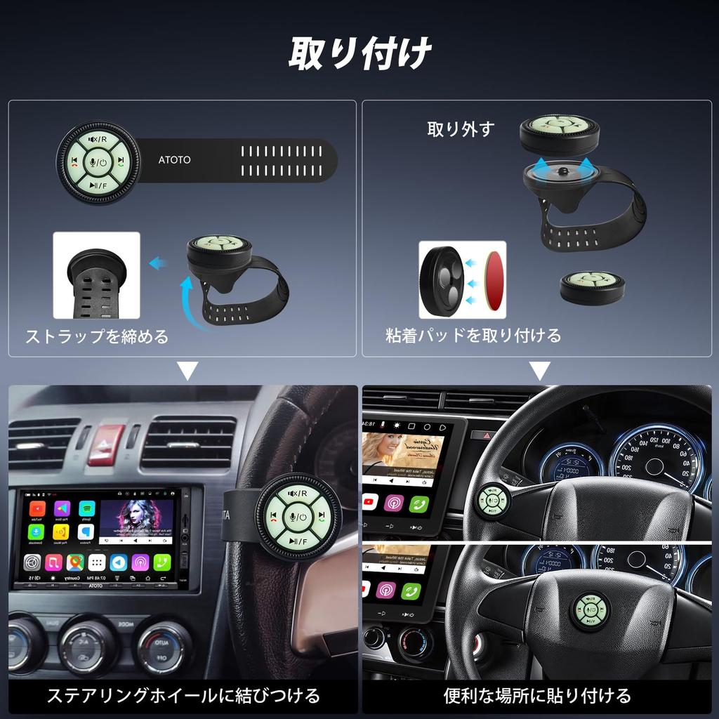 ATOTO AC-44F6 Беспроводной пульт дистанционного управления в стиле ремешка для часов, Светящаяся кнопка, Назначение клавиш, Для ATOTO