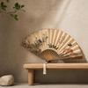 Bamboo Frame Folding Hand Fan Double Sided Dance Fan Chinese-Style Shell Fan  Hanfu Cheongsam