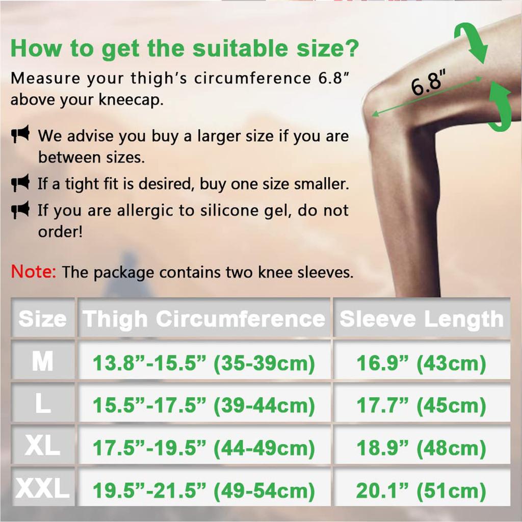 1 Pair Compression Leg Sleeves with Elastic straps for Men  Women  Extra Long Leg Braces Knee Sleeve for Basketball  Football  Knee Pain  Working