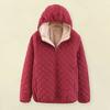 Yousheng Women Hooded Cotton Jacket Autumn Winter Warm Solid Color Quilted Long Sleeves Zipper Pocket Casual Loose Fit Ladies Female Coat Outwear