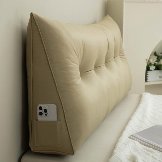 Triangular Headboard Pillow Bed Wedge Pillow with Side Pocket Headboard Back And Waist Support Cushion for Daybed Reading Relaxing