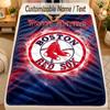 Flannel BlanketBoston Red Sox Custom Name Text Personalized Soft Warm Throw Blanket Home Decor Gift