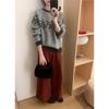 Women's Autumn and Winter Round Neck Jacquard Colour Blocking Pullover Knitted Jumper