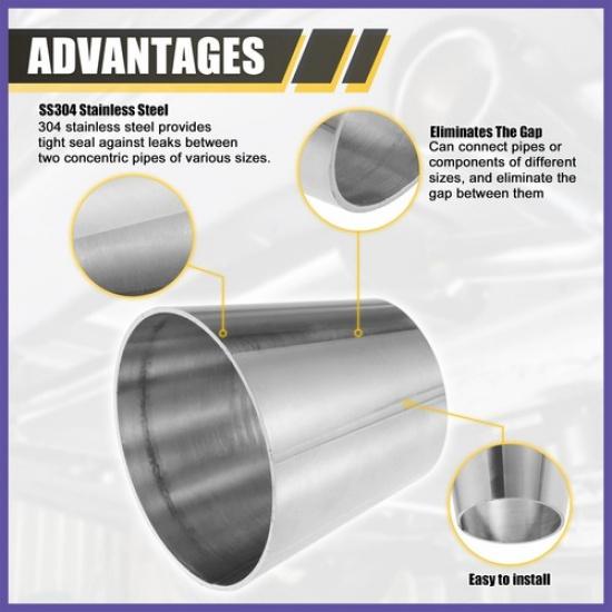 2pcs Car Mandrel Exhaust Bend Elbow Pipe 304 Stainless Steel 2" OD to 3" OD New