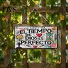 Handmade Wood Hanging Sign Spanish Religious Prayer Wall Ornament with Rose Cross Flower, Living Room Ornaments Wooden Decorative Pendant for Bedroom