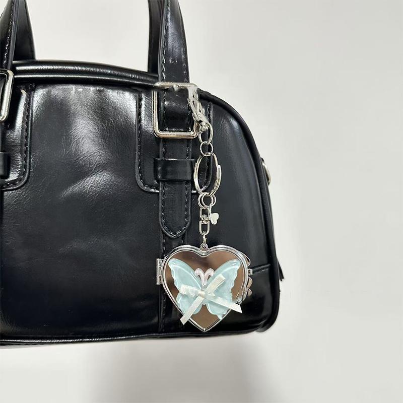 Милая бабочка в форме сердца складное зеркало брелок Y2K модный металлический брелок автомобильный держатель для ключей сумка подвеска украшение для девушки подарок