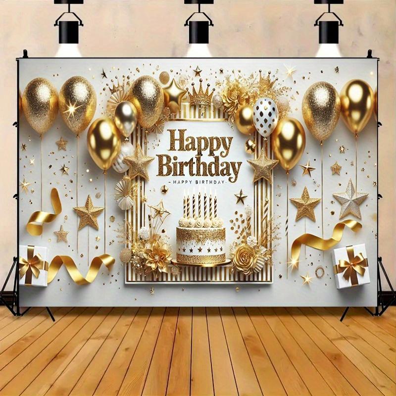 Luxurious golden and white birthday celebration backdrop party banner polyester fiber multi-functional decorations festival
