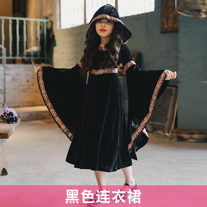 J-yuefang/Jingyuefang Medieval Renaissance Dress for Girls, Long Sleeve, Velvet, Burgundy
