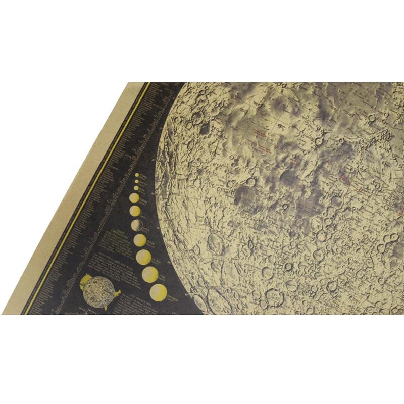 Exquisite Retro Large Vintage Paper Earth's Moon World Map Poster Elegant Home Decor