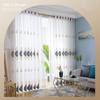 1pc Luxury European Embroidery Sheer Tulle Curtain Grommet Top Voile Curtain Suitable for Living Room, Bedroom, Kitchen, Bathroom, Home Decor,