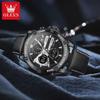OLEVS Multi Function Quartz Watches for Man Fashion Casual Leather Strap Dual Time Waterproof Luminous Digital Man Watch