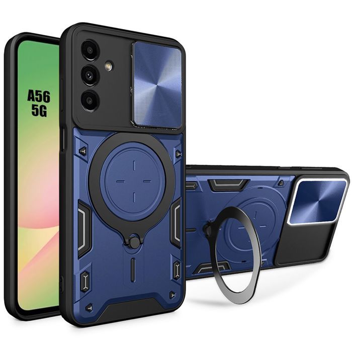 Coque de protection - BOOLING - pour Samsung Galaxy A56 5G - Antichoc Renforcé - Bleu Marine - Support Anneau Arrière