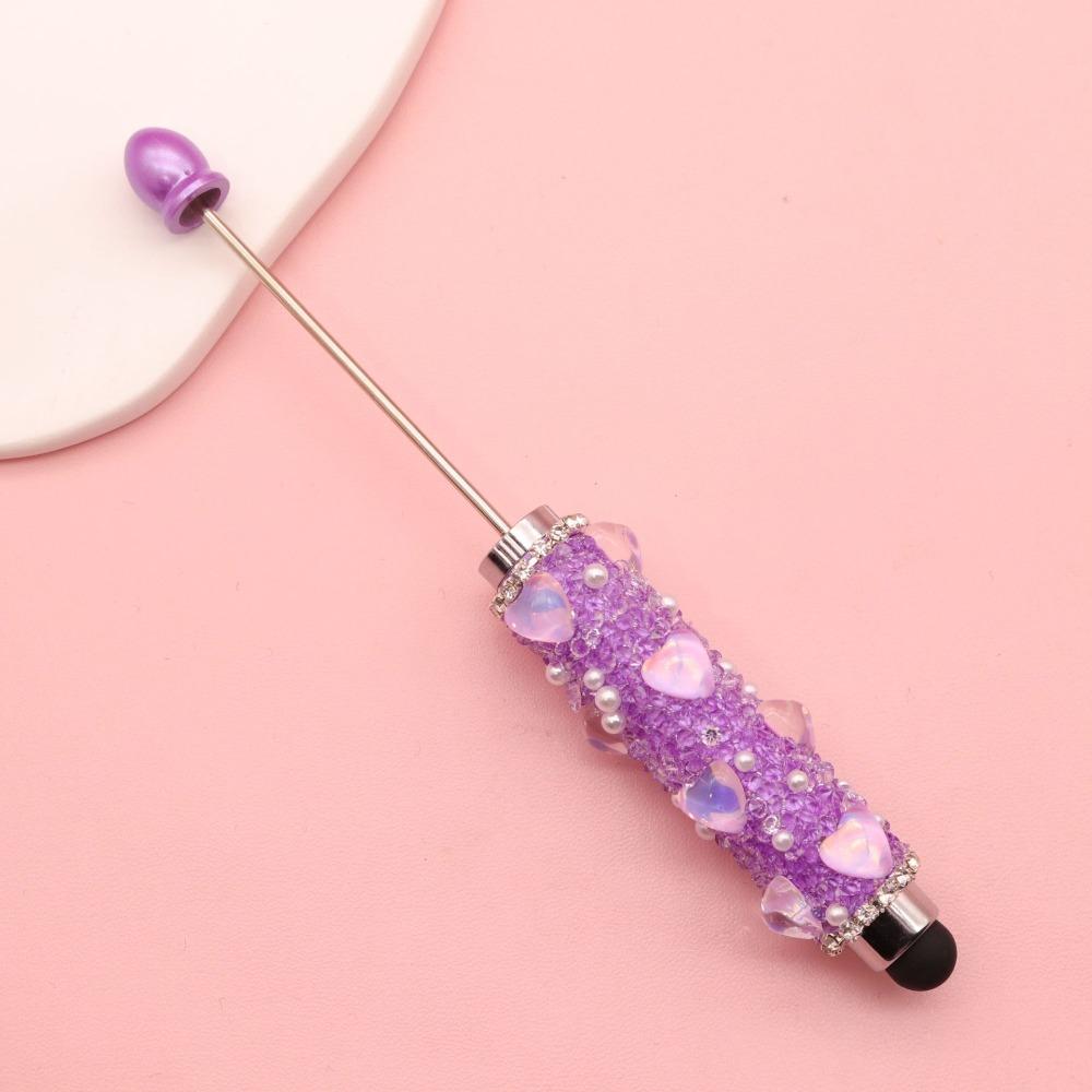 1pc DIY Beadable Beadable Pen Heart Diamond Ballpoint Pen Aesthetic Writing Tool  Students