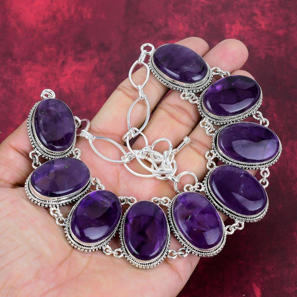 Amethyst Necklace, Handmade Jewelry, 925 Solid Sterling Silver Necklace, Wonderful Gemstone Necklace For Women