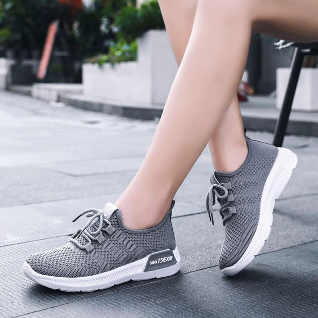 PAFHL Бег Ходьба Удобные Маленький Размер для Пожилых и Пожилых Женские Ультралегкие Туфли, Туфли, Дышащие, Посадка, Носок, Белый, 22,5 см,