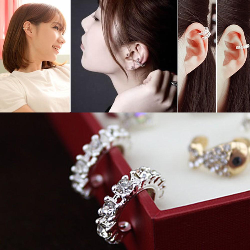 Женские Модные Клипсы-Серьги со Стразами для Хряща Без Пирсинга
