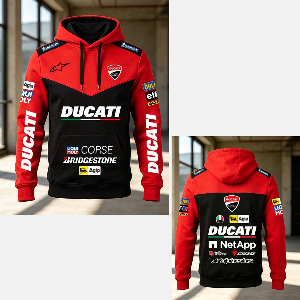 Мужская толстовка с принтом Ducati Corse MotoGP Racing, пуловер, повседневная спортивная толстовка с капюшоном для мотоциклистов