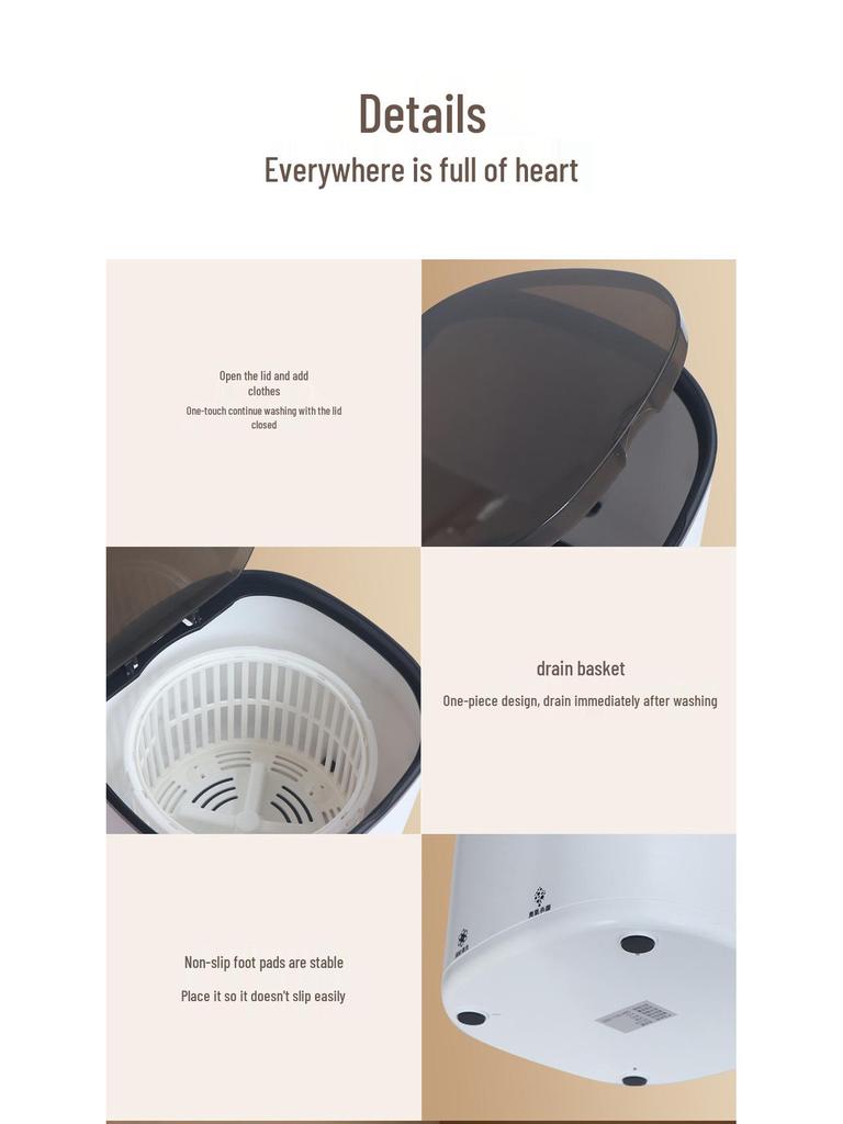 Портативная умная мини-стиральная машина-турбина для нижнего белья, трусов и носков с озоновой очисткой