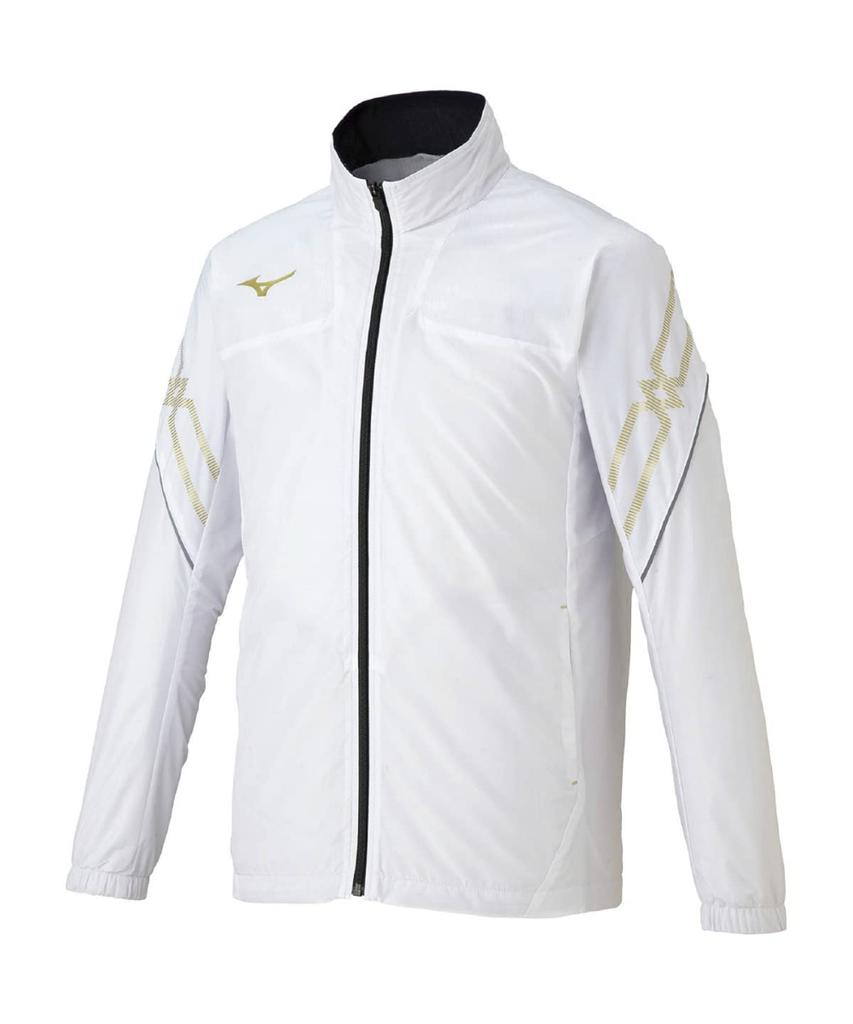 Mizuno MC Line Breath Thermo Lined Warmer Cold Weather Size Size S Jacket, Moisture-Wicking, Heat-Retaining, Protection, White/Gold, 32ME1631,