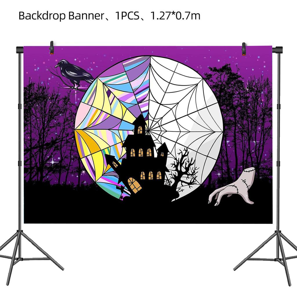 Wednesday Themed Party Supplies Birthday Decorations Wednesday Tableware Party Atmosphere Arrangement Banner Props